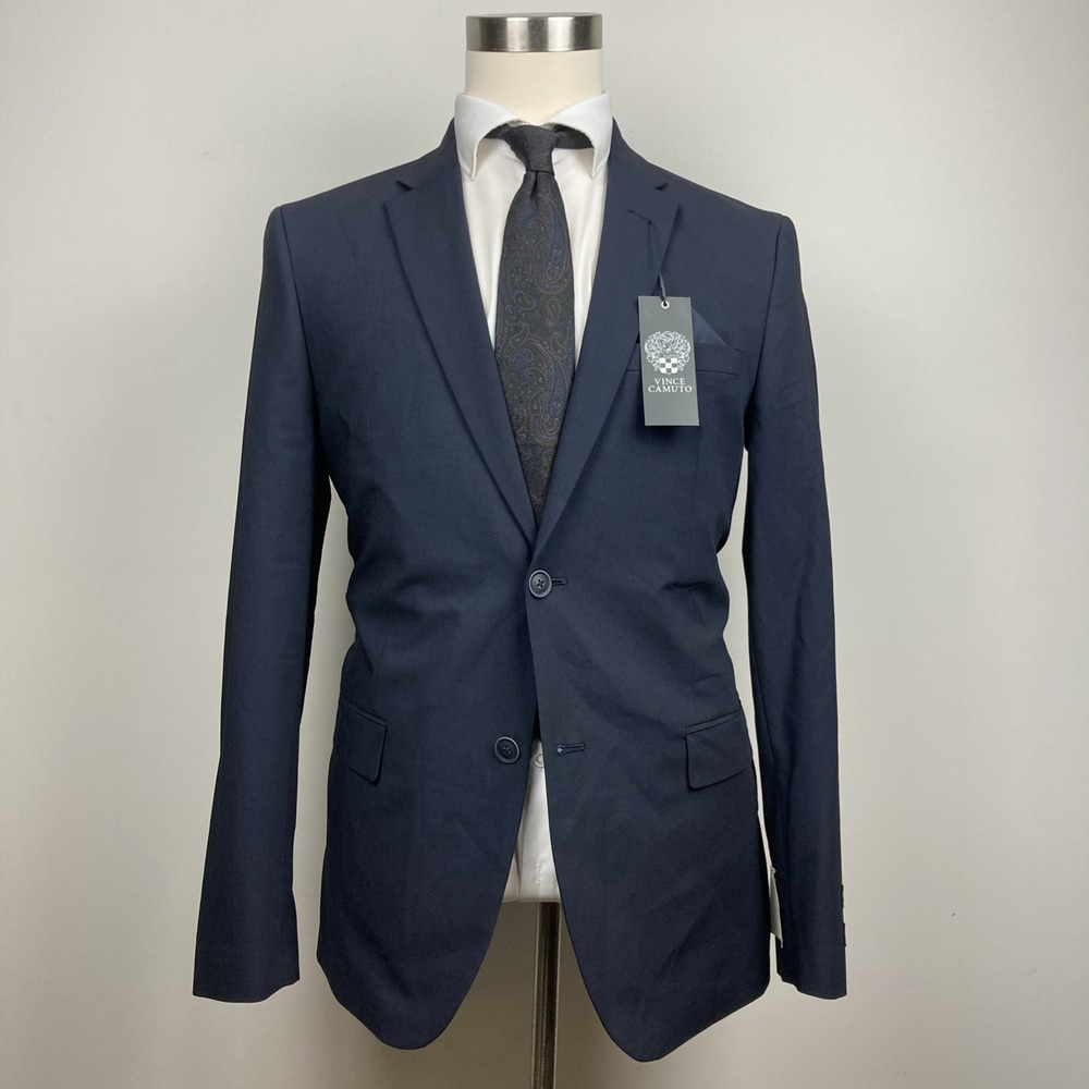 VINCE CAMUTO Men's Suit Jacket Navy Slim-Fit Spandex Super-Stretch 40R